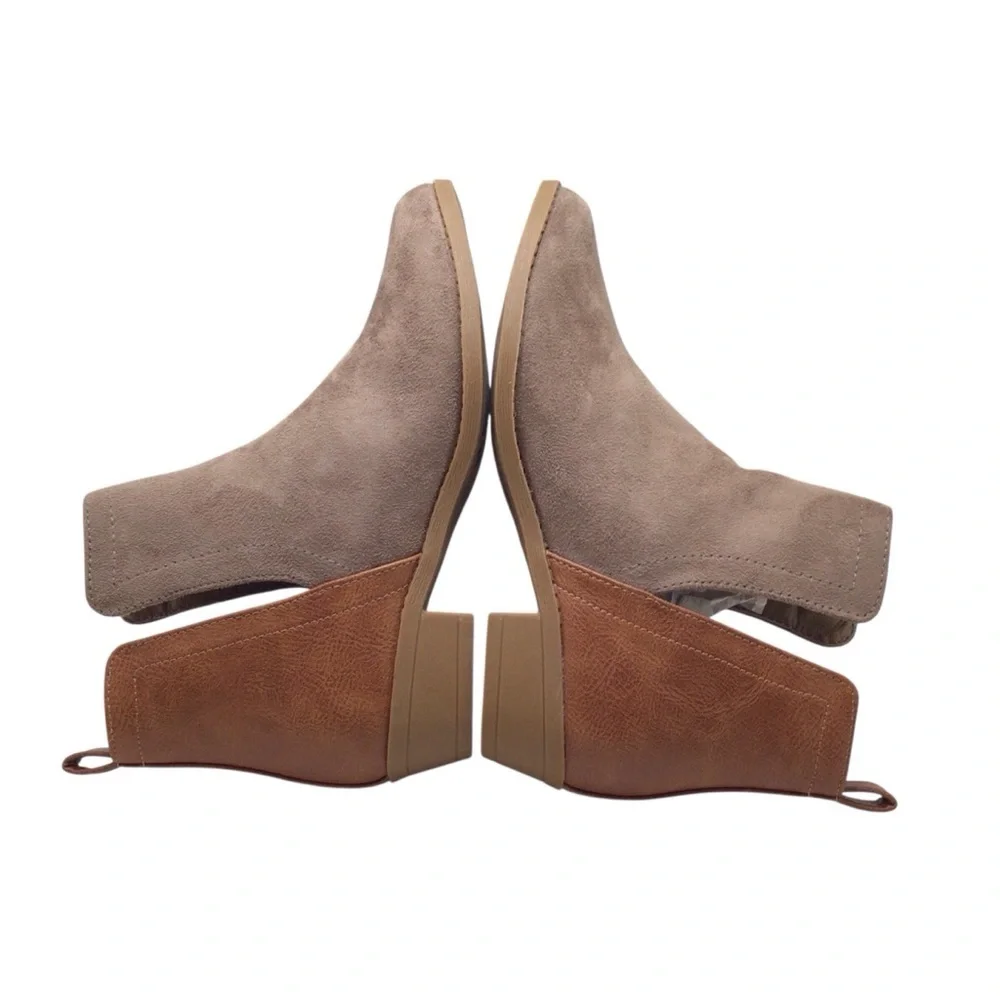 Corkys Girls Shield Bootie Cognac/Beige Faux Leather 1” Heel NIB